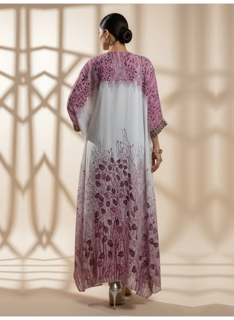 Alaya Hand Embroidered Chikankari Chiffon Kaftan-AL3851